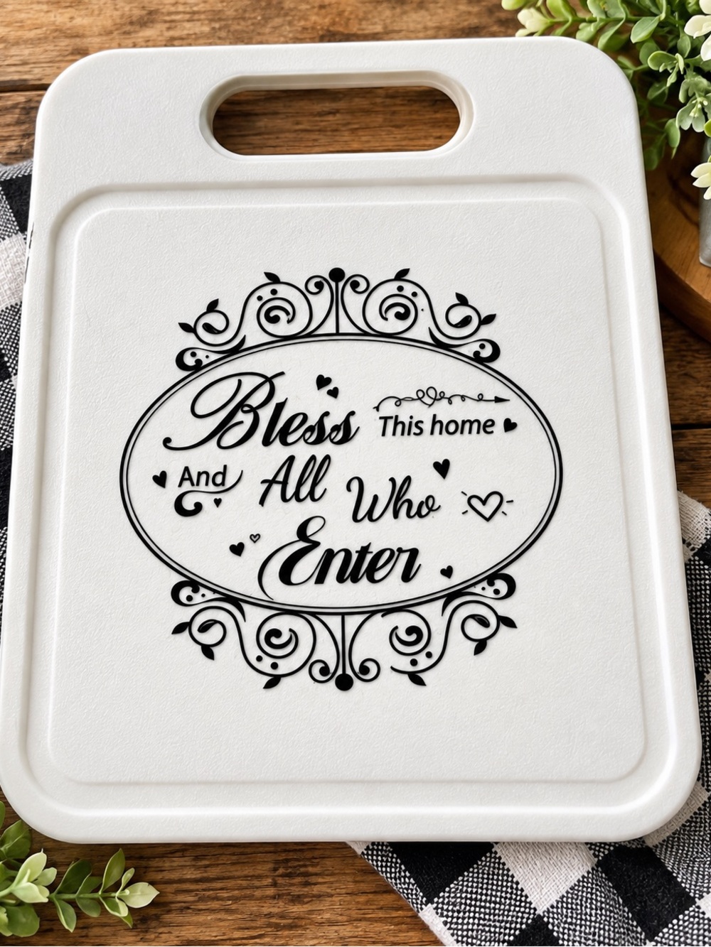 Brand New White 'Bless This Home And All Who Enter' Decorative Cutting Board